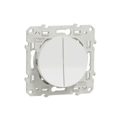 Interrupteur va-et-vient + poussoir 10A à vis Schneider Electric Odace blanc