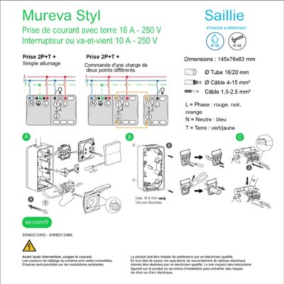 MUR35033 Schneider Mureva Styl - Interrupteur bipolaire saillie complet