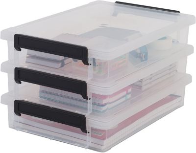 Iris Ohyama, Boite de Rangement document A4 plastique, 4L, Lot de 3 ...