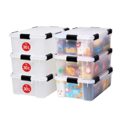 Iris Ohyama, Boite de Rangement Hermétique, 30L, Lot de 6, Transparent, AT-LS