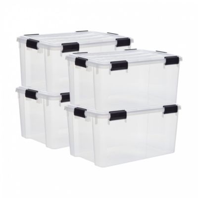 Iris Ohyama, Boite de Rangement Hermétique, 50L, Lot de 4, Transparent, DDAT-L