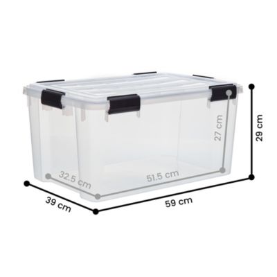 Iris Ohyama, Boite de Rangement Hermétique, 50L, Lot de 4, Transparent, DDAT-L