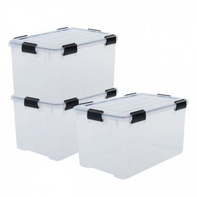 Iris Ohyama, Boite de Rangement Hermétique, 70L, Lot de 3, Transparent, DDAT-LD