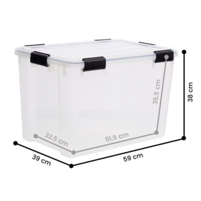 Iris Ohyama, Boite de Rangement Hermétique, 70L, Lot de 3, Transparent, DDAT-LD