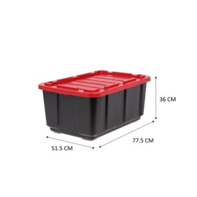 Iris Ohyama, Caisse Rangement Avec Couvercle Robuste, 100L, Lot De 3 Noir Utb 27