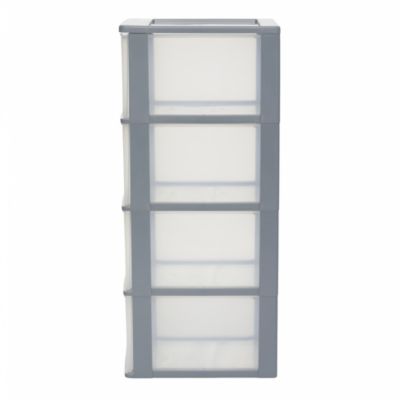 Iris Ohyama, Caisson de rangement plastique A4, 4 Grands Tiroirs, Gris ...
