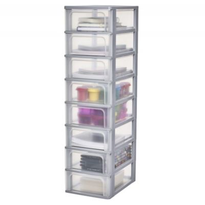 Iris Ohyama, Caisson de rangement plastique A4, 8 Tiroirs Moyens, Gris ...