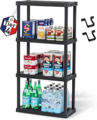 Iris Ohyama, Etagere Plastique Rangement, Résistante, Noir, Charge de 25 kg par Niveau, Facile à Assembler, Etagere Garage, PRS-M4