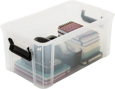 Iris Ohyama, Petites Boîtes de Rangement plastique, 6L, Lot de 4, Transparent, MBX-6