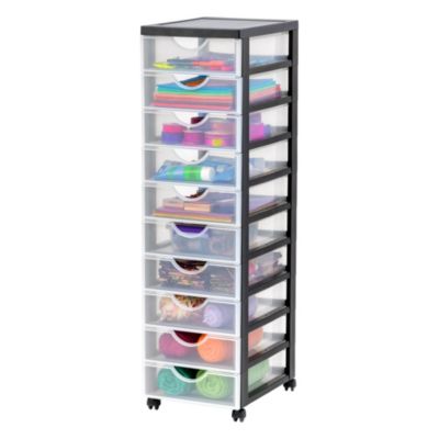 Iris Ohyama, Tour de rangement, Organisateur plastique, 10 Petits Tiroirs, Noir, DDDC-010