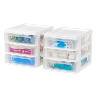 Iris Ohyama, Tour de Rangement Plastique B6, 3 Tiroirs, Lot de 2, Blanc, CDD-XS3