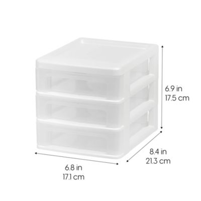 Iris Ohyama, Tour de Rangement Plastique B6, 3 Tiroirs, Lot de 2, Blanc, CDD-XS3