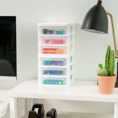 Iris Ohyama, Tour de Rangement Plastique B6, 3 Tiroirs, Lot de 2, Blanc, CDD-XS3