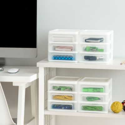 Iris Ohyama, Tour de Rangement Plastique B6, 3 Tiroirs, Lot de 2, Blanc, CDD-XS3