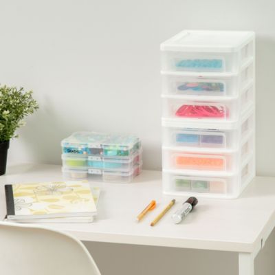 Iris Ohyama, Tour de Rangement Plastique B6, 3 Tiroirs, Lot de 2, Blanc, CDD-XS3