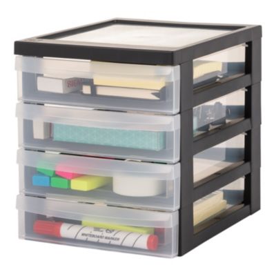 Iris Ohyama, Tour de rangement Plastique Bureau A5, 4 Petits Tiroirs ...