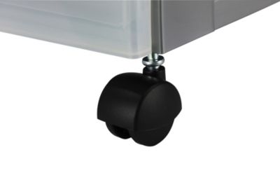 Iris Ohyama, Tour de rangement plastique sur roulettes A4, 4 Grands Tiroirs, Gris, BC-304