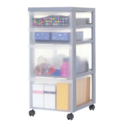 Iris Ohyama, Tour de rangement plastique sur roulettes A4, 4 Tiroirs ...