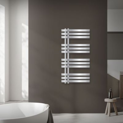 Radiateur Sèche-serviette électrique Chromé 1000W - Dimensions 1175 X 750 Mm - Thermostat 5 Réglages + Minuterie 2h - Fabrication Allemande - IPX5