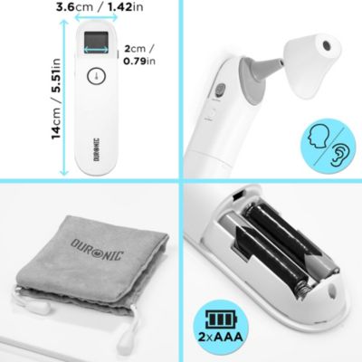 IRT3W Thermomètre infrarouge 3 en 1 Oreille et front Mesure sans contact Mémoire Convient aux adultes et aux enfants Duronic