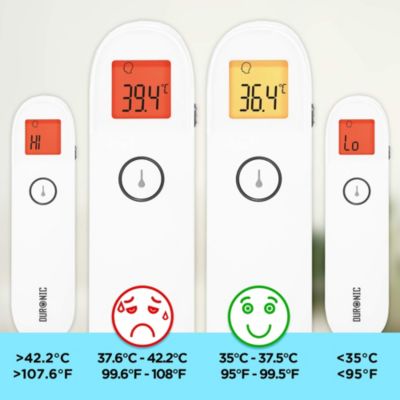 IRT3W Thermomètre infrarouge 3 en 1 Oreille et front Mesure sans contact Mémoire Convient aux adultes et aux enfants Duronic