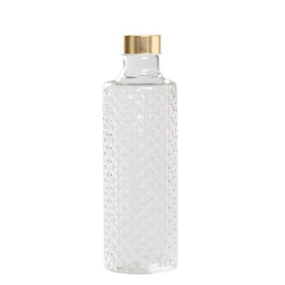 Isolano Bouteille En Verre Borosilicate Soufflé Effet Diamanté Avec Bouchons Or Et Argent Interchangeables Artisanale