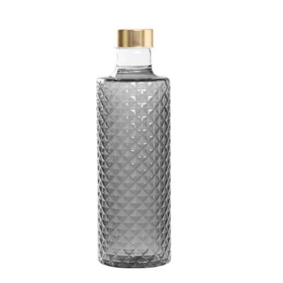 Isolano Bouteille En Verre Borosilicate Soufflé Gris Effet Diamant Élégante Et Polyvalente Pour Table Et Bar