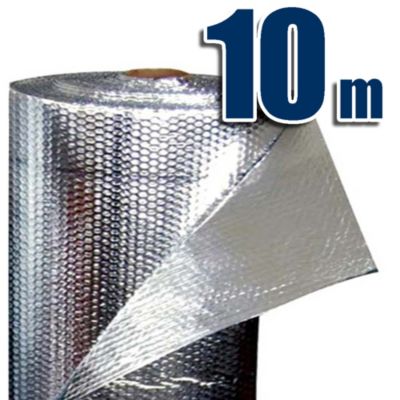 Isolant Thermique 100% aluminium et bulles (10 x 0,6m) - Isole coffres de volets roulants, radiateurs, caravanes, camping-cars...