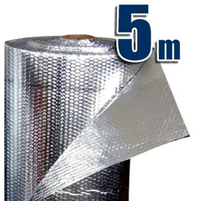 Isolant Thermique 100% aluminium et bulles (5 x 0,6m) - Isole coffres de volets roulants, radiateurs, caravanes, camping-cars...