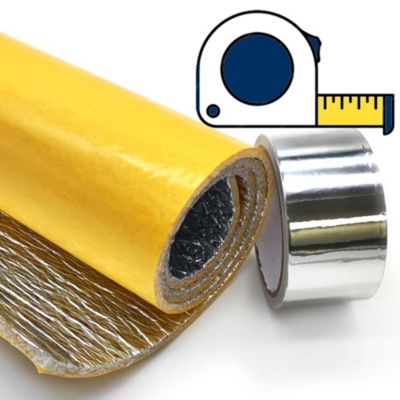 ISOLANT THERMIQUE AUTOCOLLANT AU MÈTRE (largeur 1,2m) + Ruban aluminium. Fabriqué en 100 % aluminium - Pour maisons, caravanes