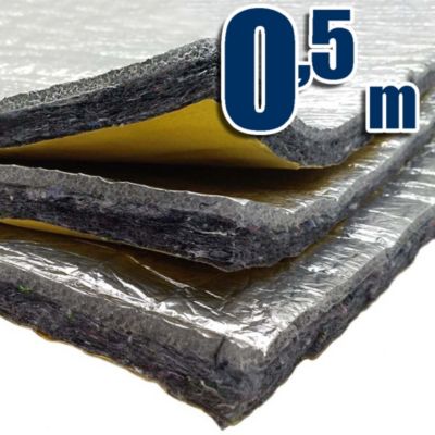 Isolation acoustique et thermique spéciale pour l'insonorisation (0,5 m x 1,2 m) - Avec couverture autocollante et aluminium
