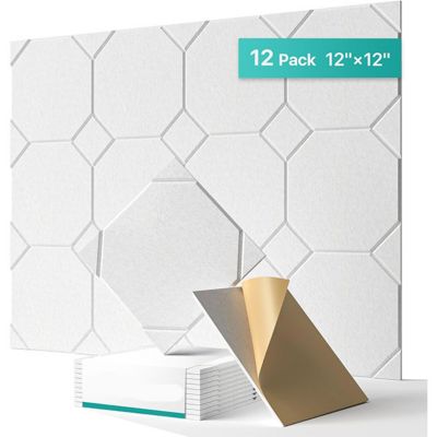 Isolation Phonique Autocollante, 12 Panneaux 30x30 cm (Blanc), pour Studio, Chambre et Bureau, Facile à Découper et Installer
