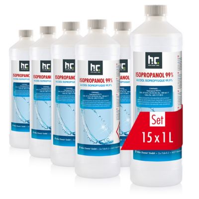 Isopropanol 99,9% 15 x 1 L - Alcool Ispopropylique Pour Nettoyer Et Dégraisser - Solvant Puissant - Polyvalent