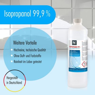 Isopropanol 99,9% 3 x 1 L - Alcool Ispopropylique Pour Nettoyer Et Dégraisser - Solvant Puissant - Polyvalent