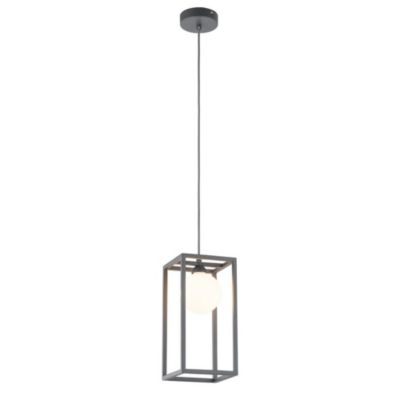 Italux Daisy - Suspension Industrielle Et Rétro Gris 1 Lumière Avec Abat-Jour En Verre, G9