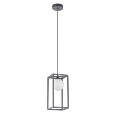 Italux Daisy - Suspension Industrielle Et Rétro Gris 1 Lumière Avec Abat-Jour En Verre, G9