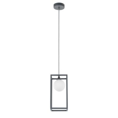 Italux Daisy - Suspension Industrielle Et Rétro Gris 1 Lumière Avec Abat-Jour En Verre, G9
