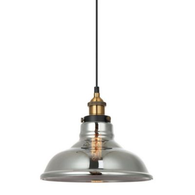 Italux Hubert - Suspension Industrielle Et Rétro Noir, Or 1 Lumière avec Abat-Jour Fumé, E27 Dimmable