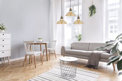 Italux Hubert - Suspension Industrielle Et Rétro Noir, Or 3 Lumières Avec Abat-Jour Ambré, E27 Dimmable