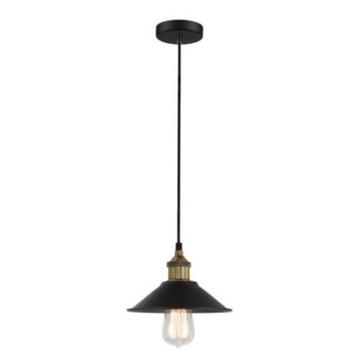 Italux Kermio - Suspension industrielle et rétro noire 1 lumière avec abat-jour en alliage métallique, E27