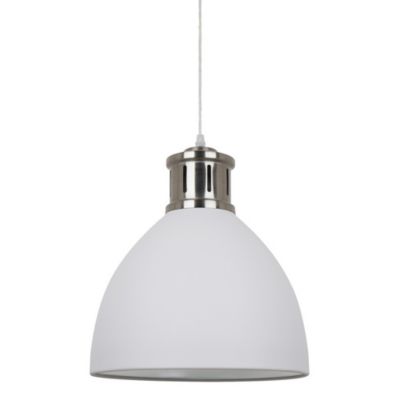 Italux Lola - Suspension Industrielle Et Rétro Blanc, Nickel Satiné 1 Lumière avec Abat-Jour Blanc, E27