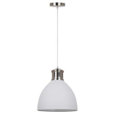 Italux Lola - Suspension Industrielle Et Rétro Blanc, Nickel Satiné 1 Lumière avec Abat-Jour Blanc, E27