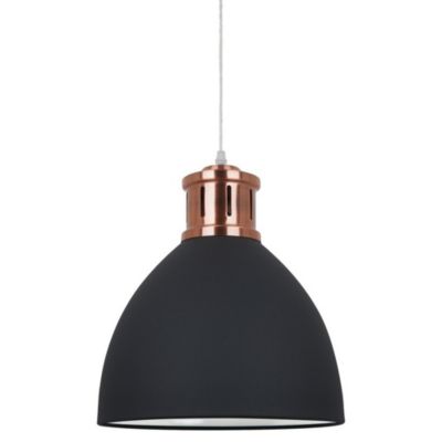 Italux Lola - Suspension Industrielle Et Rétro Graphite, Cuivre Rouge 1 Lumière avec Abat-Jour Graphite, E27