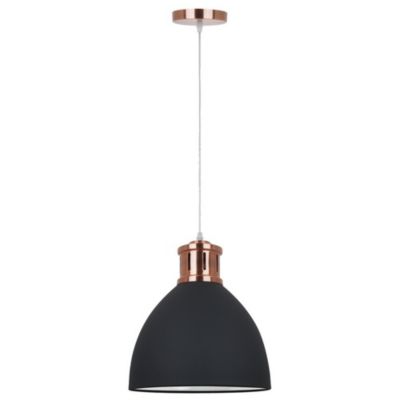 Italux Lola - Suspension Industrielle Et Rétro Graphite, Cuivre Rouge 1 Lumière avec Abat-Jour Graphite, E27