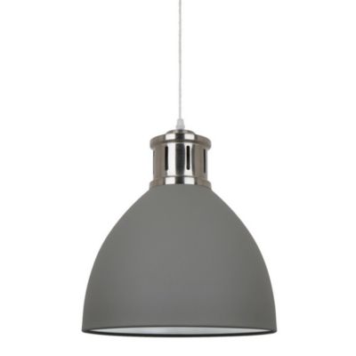Italux Lola - Suspension Industrielle Et Rétro Nickel Satiné Gris 1 Lumière avec Abat-Jour Gris, E27