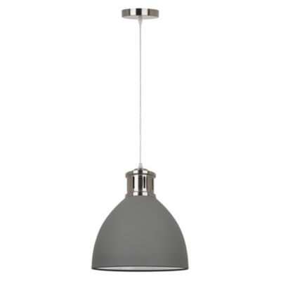 Italux Lola - Suspension Industrielle Et Rétro Nickel Satiné Gris 1 Lumière avec Abat-Jour Gris, E27