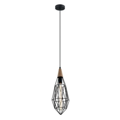Italux Maelle - Suspension industrielle et rétro noire 1 lumière avec abat-jour cage, E27