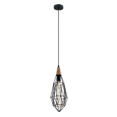 Italux Maelle - Suspension industrielle et rétro noire 1 lumière avec abat-jour cage, E27