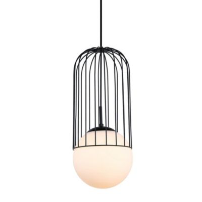 Italux Matty - Pendentif suspendu moderne noir 1 lumière avec abat-jour noir, blanc, E27