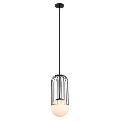 Italux Matty - Pendentif suspendu moderne noir 1 lumière avec abat-jour noir, blanc, E27